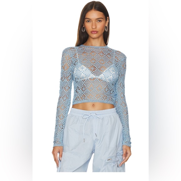 SER.O.YA Parley Crochet Top in Sky Blue - Picture 1 of 8